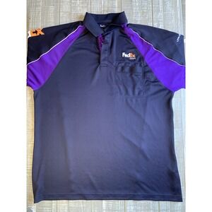 FedEx Uniform Polo Shirt Men's Short Sleeve Collar Black/Purple XL Delivery Tee